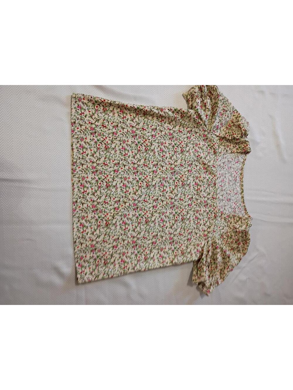 Floral Puff Sleeve Blouse with Square Neck